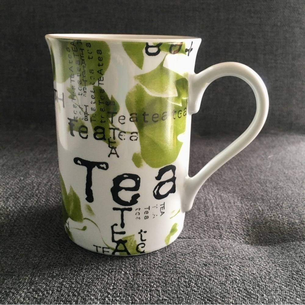 Artistic Tea Mug, White, Green, 10 oz
